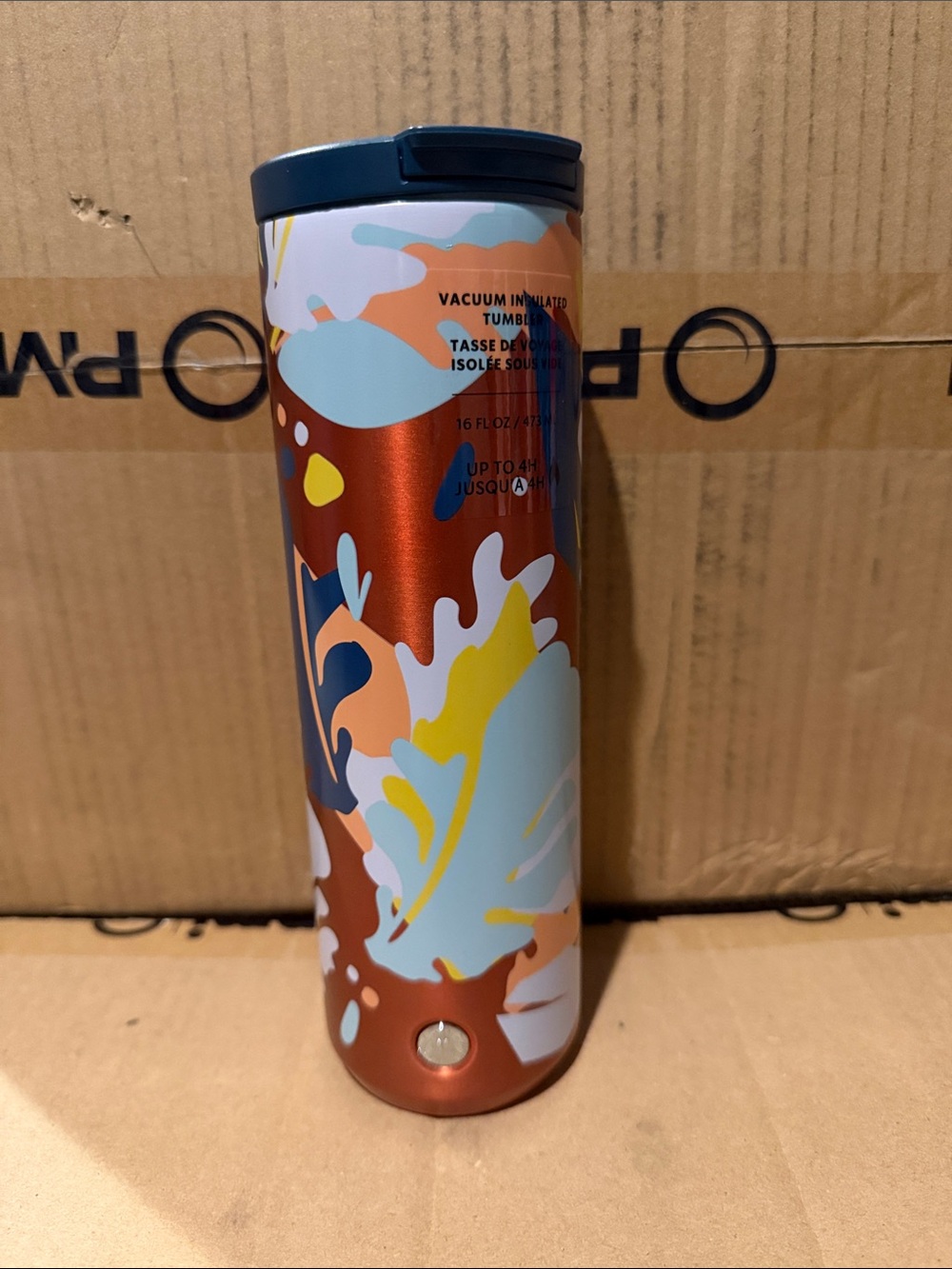 Starbucks Floral Abstract Vacuum Tumbler - Blue, Yellow, Rust